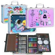colour set kid - art set kids 145pcs Art set Unicorn Design Aluminium Case Lukisan Pen Set Alat Tuli