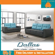 Sofa Master - Dallas 1/2/3 Seater and Chaise Fabric Sofa Set In Gark Grey/Blue