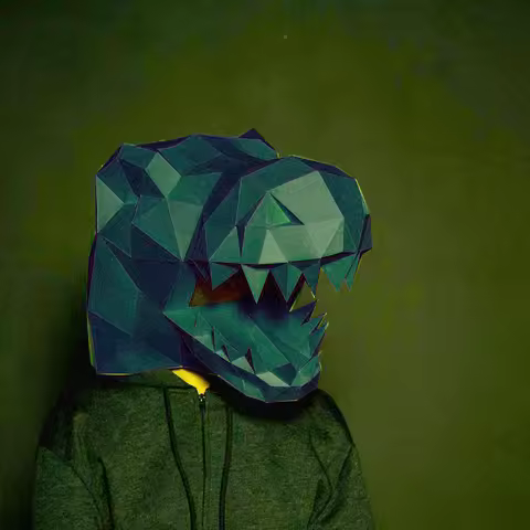 Tyrannosaurus Rex Head Cover Adult Headgear Wearable Mask Paper Model Animal Cosplay Papercraft 3D D