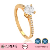 Cincin Emas List Ring Solitaire Batu Putih 10K Semar Nusantara