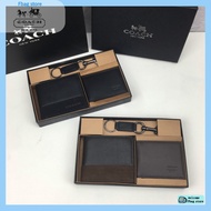 [Fbag store] coach wallet coach men's wallet coach wallet three-piece coach short folding wallet ori