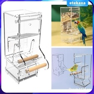 [etekaxa] Bird Feeder for Cage Seed Food Container Acrylic Clean with Perch Parrot Feeder for Cockat