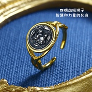European and American New Retro Ancient Coin Ancient Greek Coin Roaring Lion Ring for Women Personal