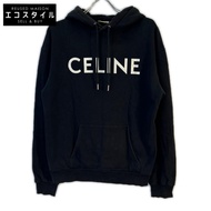 Celine 2Y321670Q 黑色 Logo 棉質抓絨連帽衫，S 碼 [二手]