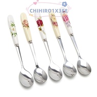 CHIHIRO1X3EE Dessert Scoop Rose Flowers Ice Cream Ceramics TeaSpoon