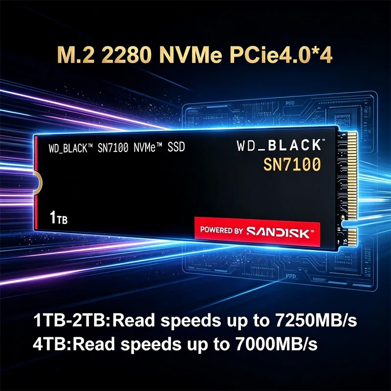 WD | Western Digital BLACK SN7100 NVMe SSD M.2 2280 PCIe Gen 4.0 1TB 2TB 4TB Internal SSD Gaming Sol
