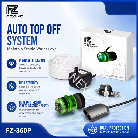 FZONE Smart ATO System Auto Top Off Water Level Controller Dual Optical Sensor Silent Pump for Reef