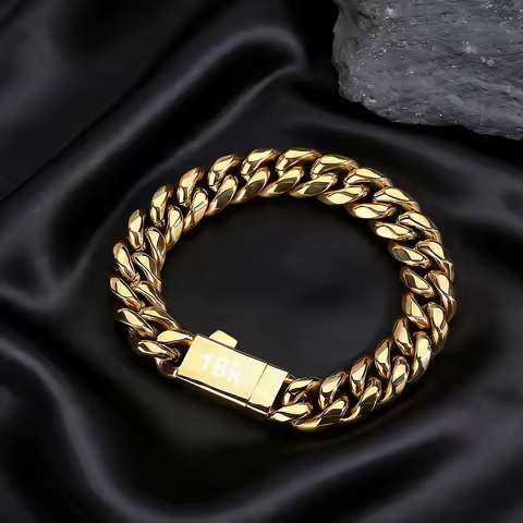 HHIOK Wholesale Jewelry 6/8/10/12mm Width Cuban Bracelet Stainless Steel Miami Cuban Link Chain Brac