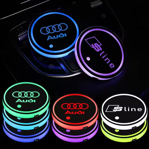 7 Color LED Car Cup Holder Light Luminous Coaster Water Cup Pad For Audi A1 A3 A4 A5 A6 A7 A8 Q3 Q5 