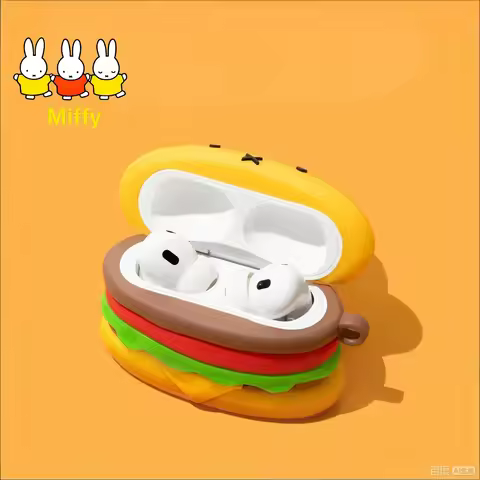 Kawaii Miffy Earphone Case Cute Cartoon Hamburgers Suitable for AirPods 4 4th Protective Case AirPod