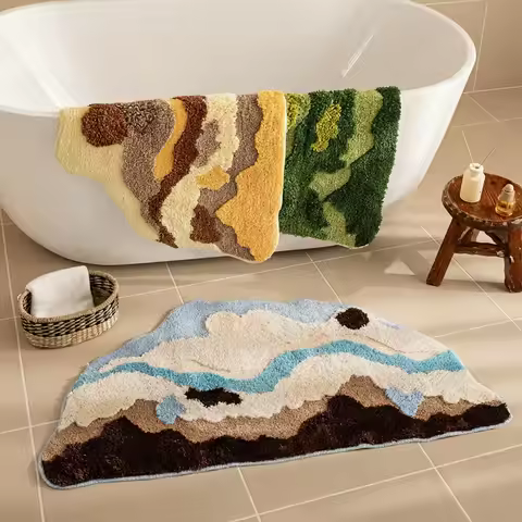 Non Slip Soft Absorbent Grass Bath Mat Washable Fluffy Home Decor Bathroom Doormat 3D Moss Tufted Ru