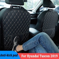 For Hyundai Tucson 2019 Car PU Leather Anti Kick Mat Pad Car Anti-kick Protector Mats Seat Back Prot