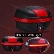 Top Racing 38L JDR Motorbox With Light ADLO Motor Top Box Motorcycle Storage Box 1 Helmet Motor Box Motor Belakang