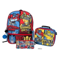 Transformers 5 PC Backpack Set, Bumblebee & Optimus Prime School Bag 16”, Blue & Red