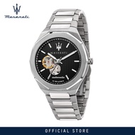 [2 Years Warranty] Maserati Stile 42mm Silver Metal Band Automatic Watches R8823142002 With Luminous