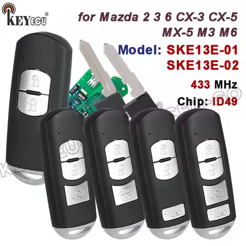 KEYECU 433MHz ID49 Chip Model: SKE13E-01 / SKE13E-02 for Mazda 2 3 6 CX-3 CX-5 MX-5 M3 M6 Smart Remo