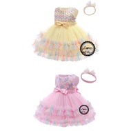 Comel Newborn Baby Girl Dress Tutu Princess Ball Gown Tulle Flower Girl Dresses (2 Colour)