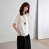 DME | เสื้อเชิ้ตแขนสั้นคอปกแบบถักผ้าบางใส่สบายสำหรับฤดูร้อน