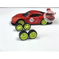 Z176 Hot Wheels Rubber Wheels Tayar Getah 10 Spoke CE28 Lime 10mm Long Axle