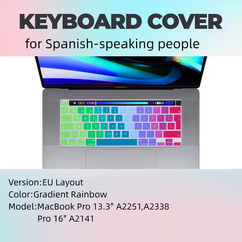 EU Spanish Gradient Silicone Keyboard Cover For MacBook Pro 13 A2251 A2289 A2338 M1 M2 / Pro16 A2141