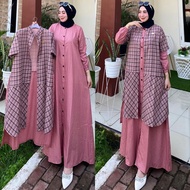 EM Gamis Long Tunik Kotak 919 Terbaru - Gamis Plus Tunik Terbaru - Gamis Long Tunik Kekinian