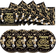 50Pcs 60th Birthday Paper Plates Napkins25X7in Plates 25X6.5in Cocktail Napkin 1965 Party Tableware 