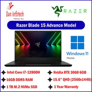 [New Arrival Brand new -Next day deliver] Razer Blade 15 Advanced Model (CH8NT/ 15.6" 240Hz QHD Matte, 2560 x 1440 |Intel i7-12800H 12th GEN RTX™ 3060 6GB VRAM | 16/32GB DDR5 RAM |1TB PCIe Gen4 SDD + Open M.2 Slot | 2.02kg | Win 11 Home- 1 year warranty