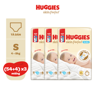 [Tặng 6 miếng cho size S80] Thùng 3 gói Tã Dán Sơ Sinh Huggies Skin Perfect NB70/S54/S80 Với 2 Vùng