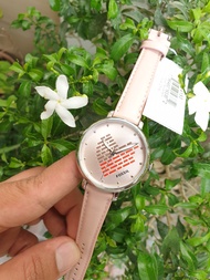 Fossil ES4153 Jacqueline Three-Hand Watch with Paved Heart White Dial in Pink Leather Strap - Ladies