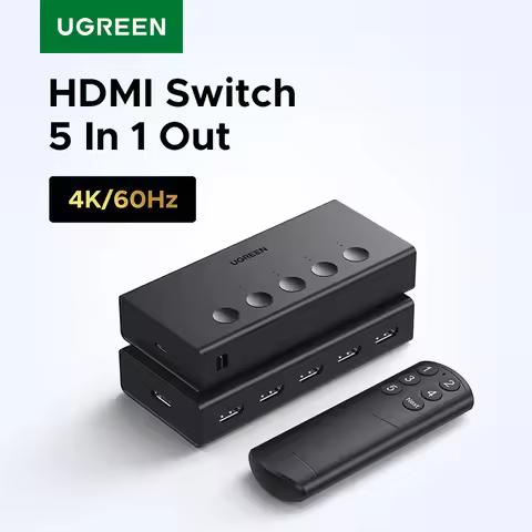 UGREEN HDMI Switch 5 in 1 Out 4K 60Hz HDMI Switcher with Remote Control for PS5 PS4 TV Monitor Proje