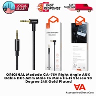 ORIGINAL Mcdodo CA-759 Right Angle AUX Cable DC3.5mm Male to Male Hi-Fi Stereo 90 Degree 24K Gold Pl