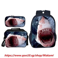 Hot Sale 3pcs/set Printing Ferocious Shark Kids Baby School Bags Student Suit Bag Animals Children B