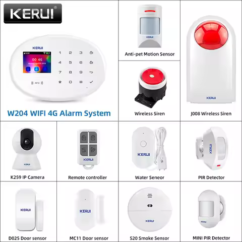 KERUI W204 4G WIFI GSM Alarm System Touch Panel Home Security Tuya Smart RIFD APP Remote Control Bur