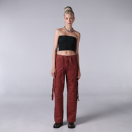 กางเกงชิโนคาร์โก้ผู้หญิง Handwerk JF-333 Straight Fit High Waisted Jack Russel Brown/ Black/ Cement/