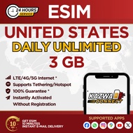 eSIM USA(Promo) Daily Unlimited 3 GB Data | eSIM Activated Instantly