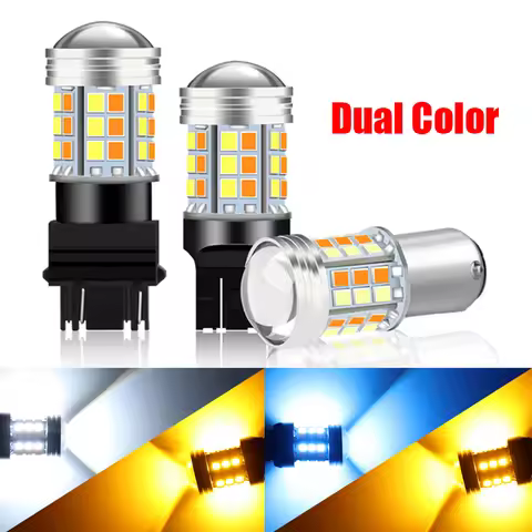 2pcs Dual Color T20 LED 7443 W21/5W Bulb 1157 BAY15D P21/5W Led T25 3157 P27/7W Car DRL Turn Signal 