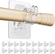 MUAKIOY 18-Pack Self Adhesive Curtain Rod Bracket, No Drill Needed Or Nail Heavy Duty Curtain Rod Hooks for Window, Adjustable Curtain Hangers and Holders Suits Bathroom Kitchen Office Living Room
