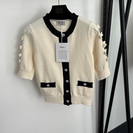 Temperament Slim-Fit Bow Knot Sweater - Short Sleeve