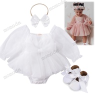 Baby Christening Dress for Girl 1 Year Old Baptismal 1st Birthday Gown for Newborn Baby Girl Dress for Christening White Baptismal Dress for Baby Girls 1 2 Years Bow Headband Set