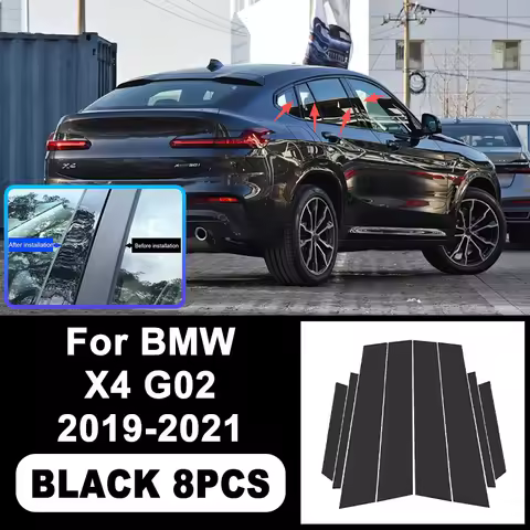 Car Window Pillar Decorative PC Trim for BMW X4 G02 2019-2021 - B/C Pillar Stickers, Auto Exterior A