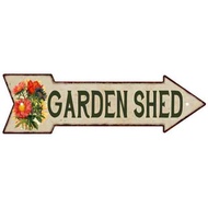 Garden Shed Metal Sign 5x17 Arrow Garden Flowers Shed205170008001