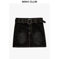 MSHI Club Denim Skirt Women's Skirt 2024 Spring High Waist Sexy Short Skirt Bodycon Dress Retro A- line Skort