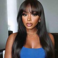 Brazilian Virgin Human Hair 180% 250% Density Straight Wigs - Human Hair Full Machine Made Scalp Top