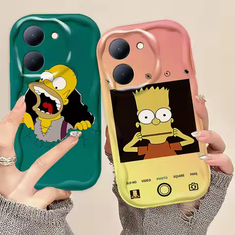 Funny H-Homer S-Simpsons 3D Wave Case For VIVO Y03 Y16 Y17S Y20 Y21 Y22S Y22 Y33S Y27 Y28 Y35 Y36 Y5