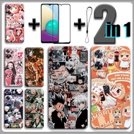 2 IN 1 For OPPO A77s OPPO A77 4G Case with Tempered Glass Ceramic Screen Protector Anime