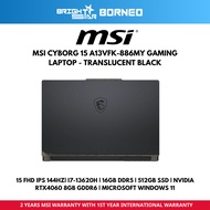 MSI Cyborg 15 A13VFK-886MY Laptop - 15" FHD IPS 144HZ/I7-13620H/16GB/512GB /RTX4060 8GB GDDR6/W11