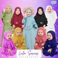 Gamis anak perempuan syari set jilbab usia newborn - 11 tahun / Gamis bayi newborn/ gamis couple adik kaka Lula series zalira kids original