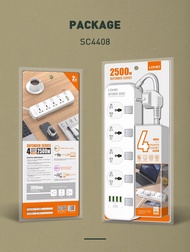 LDNIO SC4408 ปลั๊กไฟ ปลั๊กพ่วง 4 ช่อง 4 USB 3.4A Max universal outlet Power Strip รองรับไฟ 2500W-10A