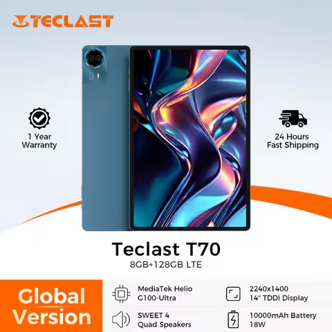 Teclast T70 Tablets 14" 2K Display Max.20GB 128GB MTK Helio G100 10000mAh Battery LTE Dual SIM Andro