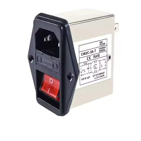 IEC Socket Type Power Filter CW2C-3A-T,CW2B-6A-T,CW2B-10A-T,CW2C-6A-T,CW2B-3A-T,CW2C-10A-T With Ligh